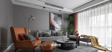 『設(shè)計』愛馬仕橙+高級灰，160方超大平層，美如黃昏中的一抹落霞