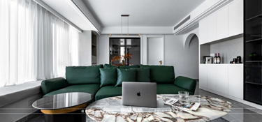 『設(shè)計(jì)』邊套大開(kāi)間戶(hù)型，大膽配色，將空間做到極致的寧?kù)o與簡(jiǎn)約~